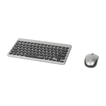 Kit Teclado y Mouse Manhattan 180795 - Inalámbrico - Negro con Plata - 180795
