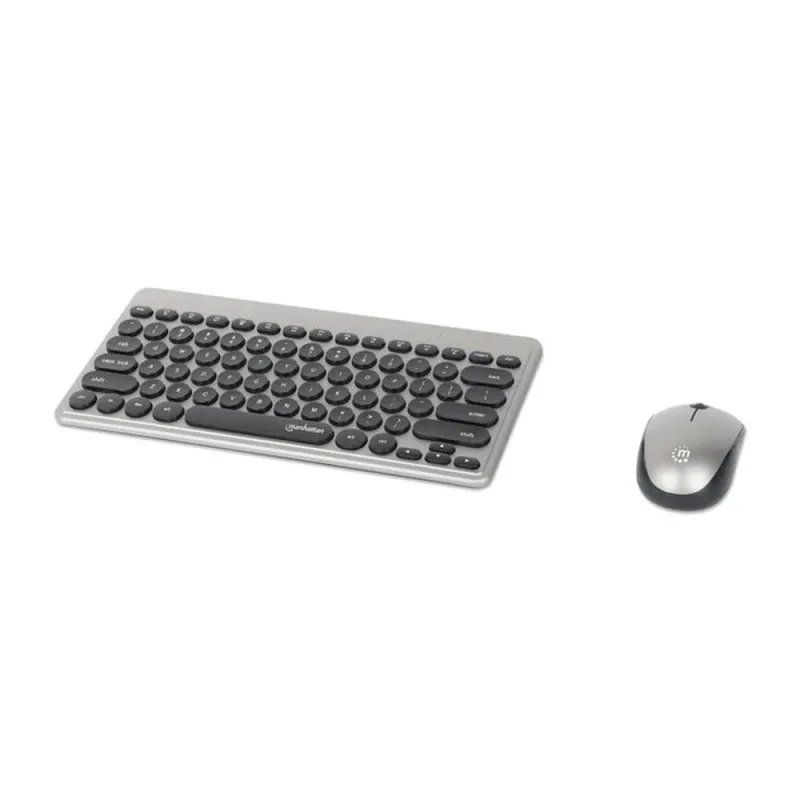 Kit Teclado y Mouse Manhattan 180795 - Inalámbrico - Negro con Plata - 180795