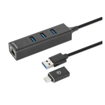Hub USB Manhattan 180894 - USB-A/C a 3x USB-A / Ethernet - 180894