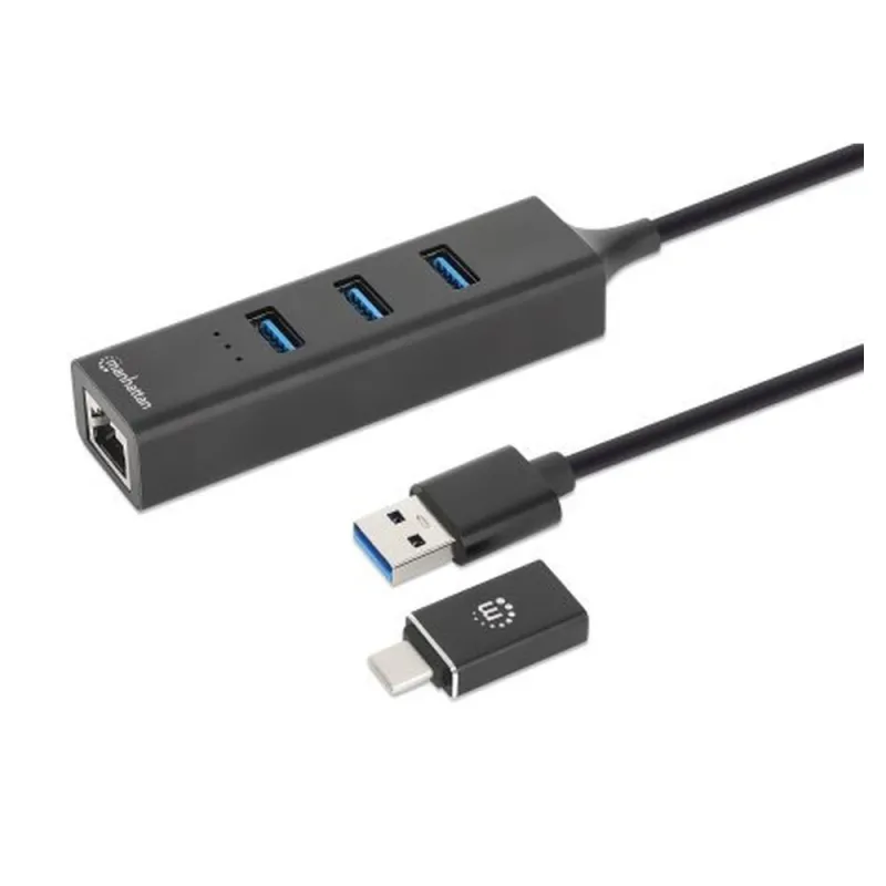 Hub USB Manhattan 180894 - USB-A/C a 3x USB-A / Ethernet - 180894