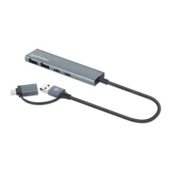 HUB USB Manhattan 181075 - 4 Puertos - Gris - 181075 HUB USB Manhattan 181075 - 4 Puertos - Gris - 181075