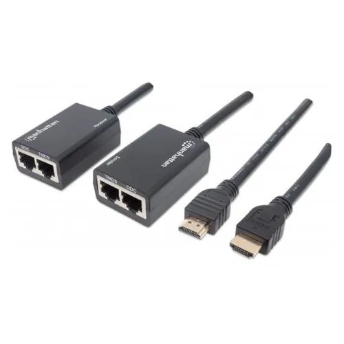 Cable Extensor HDMI Manhattan 207386 - por Red Cat5e / Cat6 - Hasta 30m - 207386 Cable Extensor HDMI Manhattan 207386 - por Red Cat5e / Cat6 - Hasta 30m - 207386