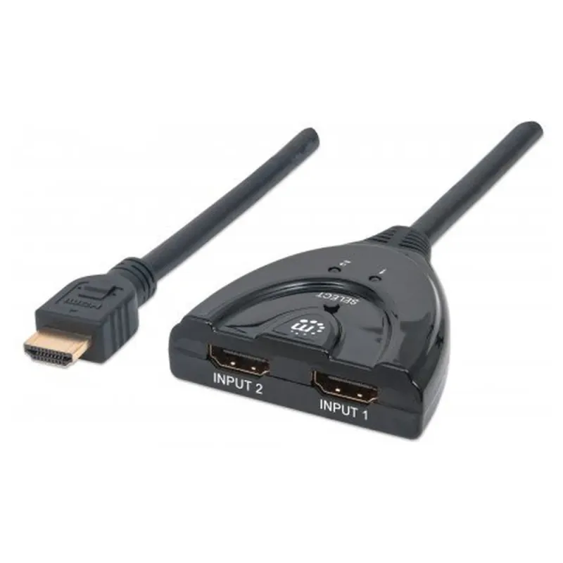 Switch de Video Manhattan 207416 - 2 Puertos HDMI - con Interruptor - 207416