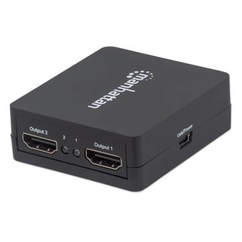 Divisor de Vídeo Manhattan - HDMI - 1080p - 2 Puertos - Duplicador - Alimenta VIA USB - 207652