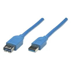 Manhattan Cable USB 3.2 A Macho - USB A Hembra - 3 Metros - Azul - 322447 Manhattan Cable USB 3.2 A Macho - USB A Hembra - 3 Metros - Azul - 322447