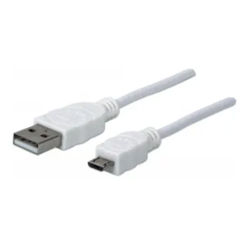 Cable USB Manhattan 323987 - USB A a Micro-USB B - 1.0m - Blanco - 323987