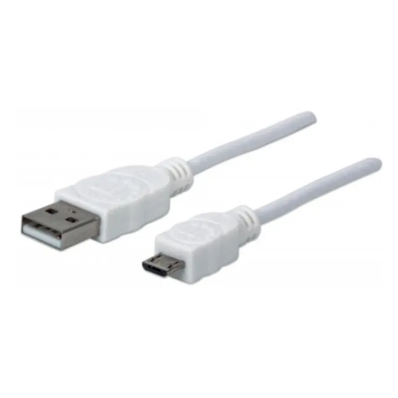 Cable USB Manhattan - USB 2.0 - A-micro B  - 1.8m - Blanco - 324069