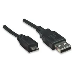 Cable USB Manhattan - Alta Velocidad - 2.0 - A-micro B - 3m - Negro - 325684 Cable USB Manhattan - Alta Velocidad - 2.0 - A-micro B - 3m - Negro - 325684