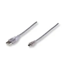 Cable USB de Alta Velocidad 2.0 a macho / B Mini de 5 pines - 1.8 metros - Transparente - 333412 Cable USB de Alta Velocidad 2.0 a macho / B Mini de 5 pines - 1.8 metros - Transparente - 333412