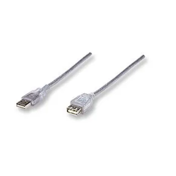 Cable de Extensión Manhattan 336314 - USB 2.0 - 1.8 Metros - Plateado - 336314