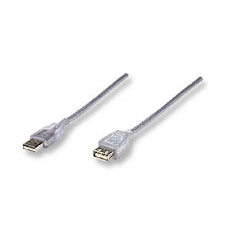 Cable de Extensión Manhattan 336314 - USB 2.0 - 1.8 Metros - Plateado - 336314
