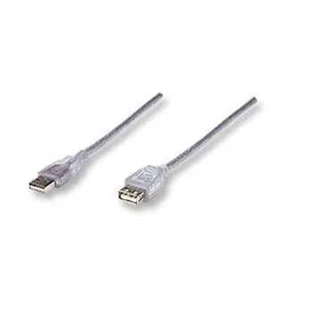 Cable de Extensión Manhattan 340496 - USB 2.0 - 3m - Plata - 340496