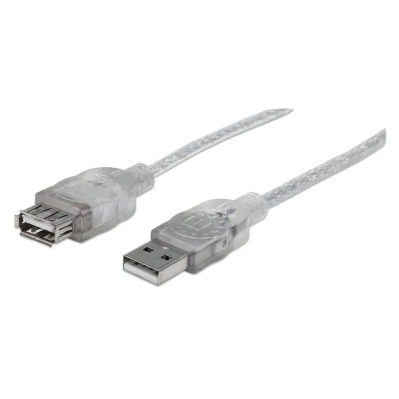 Cable de Extensión Manhattan USB 2.0 de Alta Velocidad - Macho a Hembra - 4.5 metros - Plateado - 340502
