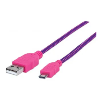 Cable USB Manhattan 352758 - USB A a Micro-USB B - 1.0m - Rosa / Morado - 352758