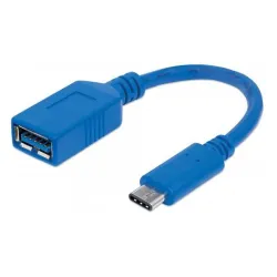 Cable USB Manhattan 353540 - USB C a USB A - Macho a Hembra - 15cm - Azul - 353540 Cable USB Manhattan 353540 - USB C a USB A - Macho a Hembra - 15cm - Azul - 353540
