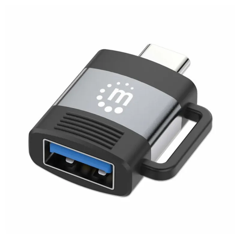 Adaptador USB Manhattan 356312 - USB-A a USB-C - Negro con Gris Espacial - 356312