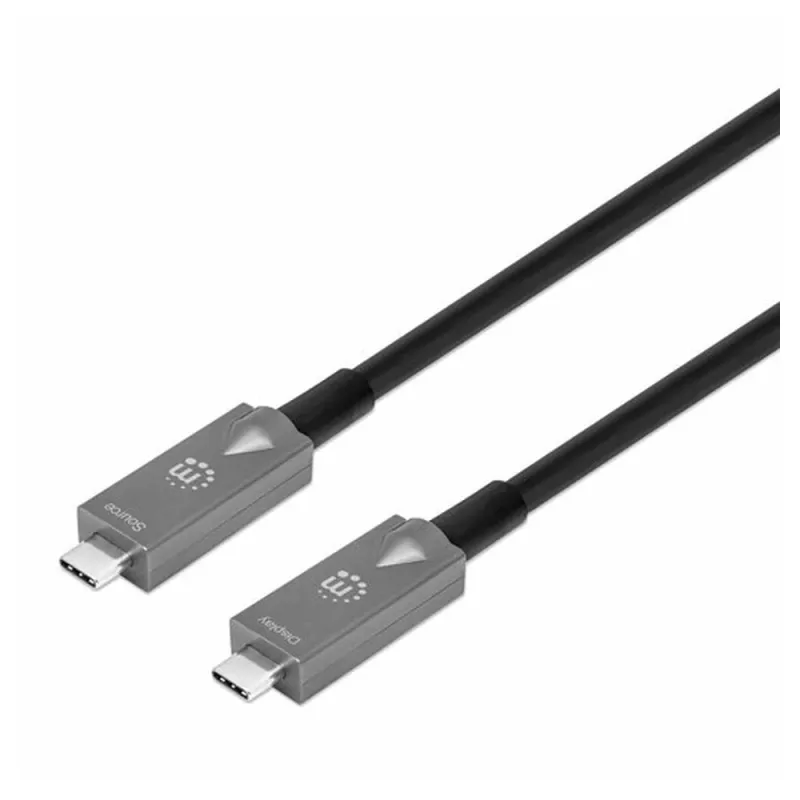 Cable USB C Macho Manhattan - USB C Macho - 7.5 Metros - Gris/Negro - 356442