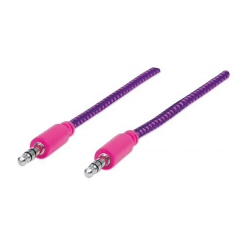 Cable de Audio Manhattan 394116 - 3.5mm - 1 Mts - Macho - Rosa / Morado - 394116