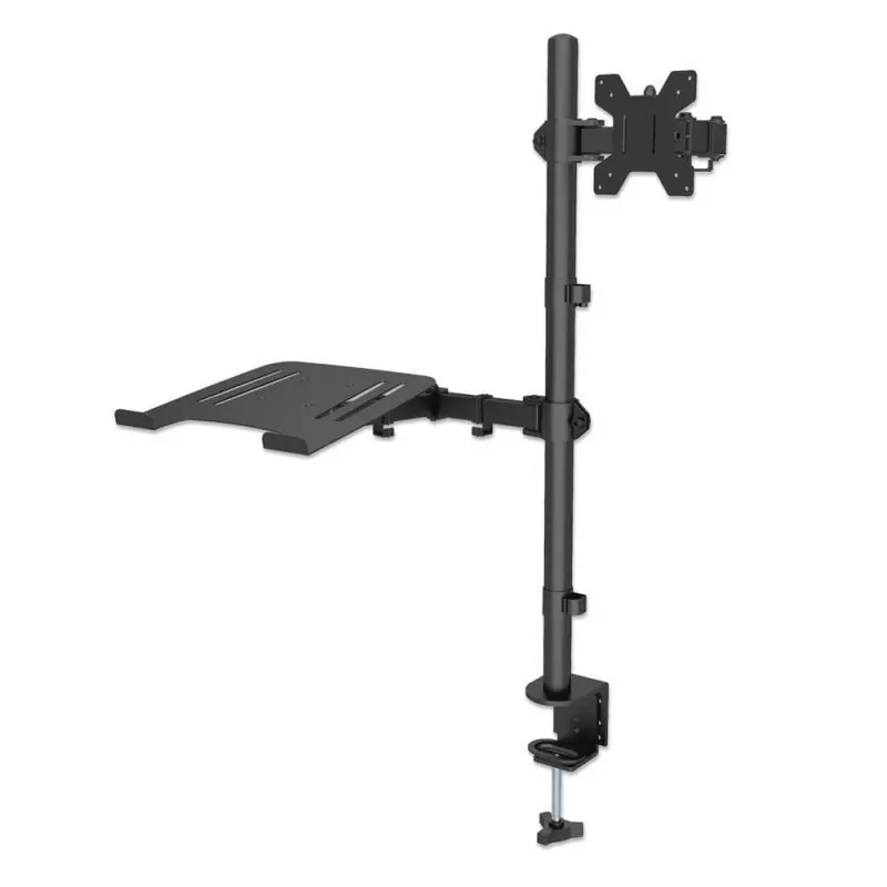 Soporte de Escritorio Manhattan 462136 - 13" a 32" - Soporta 8kg - Para un Monitor y una Laptop  - 462136
