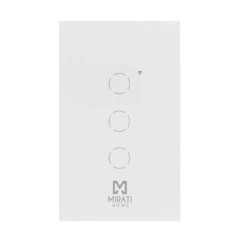 Apagador de Pared Inteligente MIRATI HOME M3SI2 - Wi-Fi - 3 Apagadores Touch - M3SI2