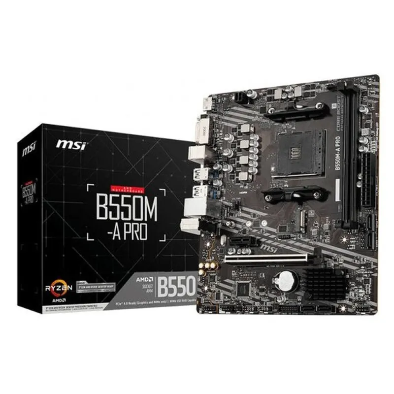 Tarjeta Madre MSI B550M-A PRO - Socket AM4 - 2xDDR4 - 1866/3200/4400(OC)MHz - HDMI - DVI-D - USB 2.0/3.2 - Micro ATX - B550M-A PRO
