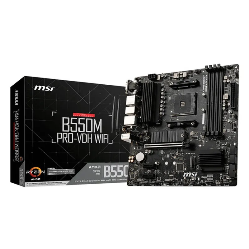 Tarjeta Madre MSI B550M PRO-VDH WIFI - Socket AM4 - 4xDDR4 - 1866/4400 MHz - HDMI - VGA - M.2 - USB 2.0/3.2 - Micro ATX - B550M PRO-VDH WIFI