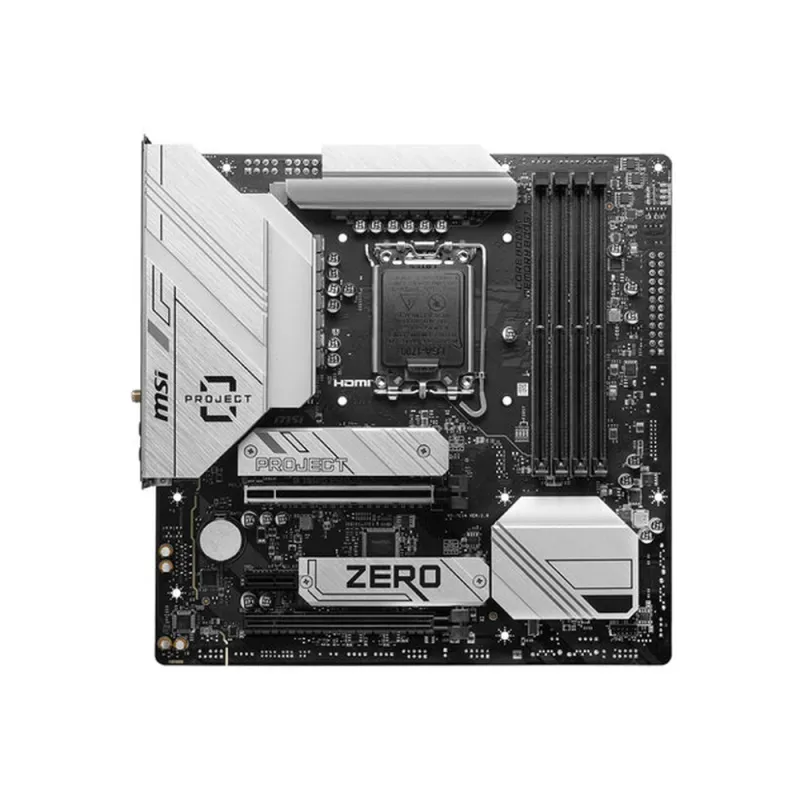 Tarjeta Madre MSI B760M PROJECT ZERO - Socket 1700 - 4xDDR5 - 4800/6600/7800MHz - HDMI - DisplayPort - USB 2.0/3.2 - Micro ATX - B760M PROJECT ZERO
