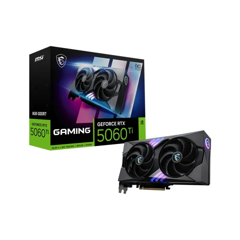 Tarjeta de Video MSI GeForce RTX 5060 Ti GAMING OC - 8GB - 128-bit - PCI-E 5.0 - GDDR7 - HDMI - DisplayPort - GeForce RTX 5060 TI 8G GAMING OC