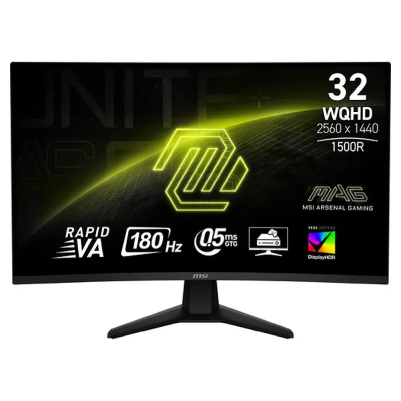Monitor Gamer MSI MAG 32CQ6F - 32" - Wide Quad HD - 180Hz - HDMI - DisplayPort - Curvo - MAG 32CQ6F