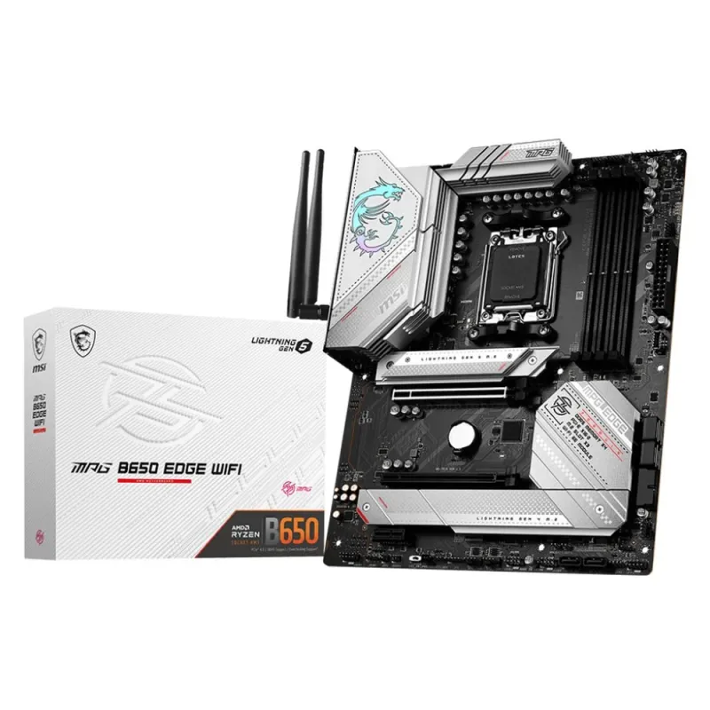 Tarjeta Madre MSI MPG B650 EDGE WIFI - Socket AM5 - 4x DDR5 - 4800/5000/7800+(OC)MHz - HDMI - DisplayPort - USB 2.0/3.2 - ATX - MPG B650 EDGE WIFI