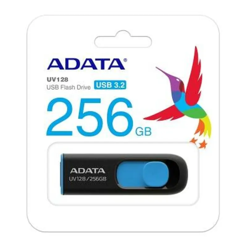 Memoria Usb Adata Uv128 256Gb Usb 3.2 Gen1 Negro/Azul - AUV128-256G-RBE