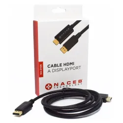 Adaptador HDMI a DisplayPort Naceb NA-0106 - 1.8m - Negro - NA-0106 Adaptador HDMI a DisplayPort Naceb NA-0106 - 1.8m - Negro - NA-0106