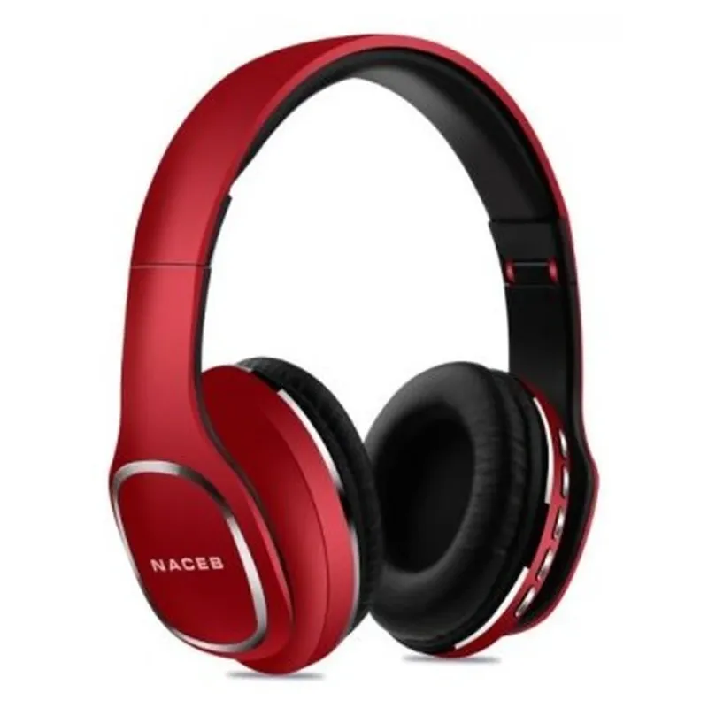Audífonos Naceb Cetus NA-0307R - Micrófono - Radio AM / FM - Bluetooth - Plegables - Rojo - NA-0307R