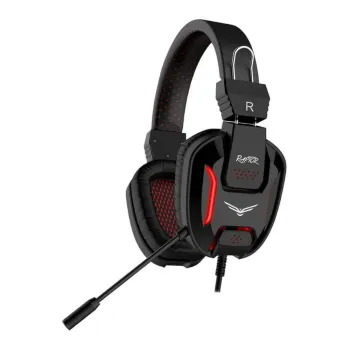 Diadema Gamer Naceb Technology RAPTOR - Alámbrico - Micrófono - LED - Negro con Rojo  - NA-0312
