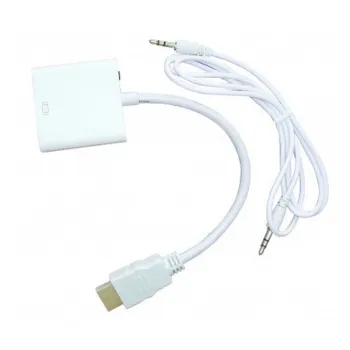 Convertidor Naceb NA-235 - HDMI a VGA- Con Audio 3.5 mm - Blanco - NA-235