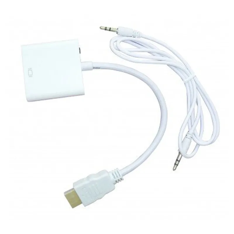 Convertidor Naceb NA-235 - HDMI a VGA- Con Audio 3.5 mm - Blanco - NA-235