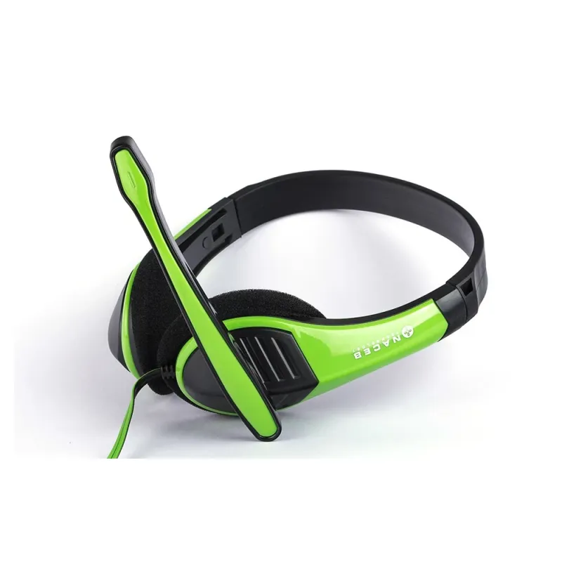 Audífonos NACEB Technology - 3.5mm - Micrófono - Verde/Negro - NA-589VE