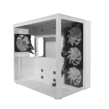 Gabinete Gamer Naceb Nova - Media Torre - ATX/Micro-ATX/Mini-ATX - 4 Ventiladores - Panel Lateral - Blanco  - NA-0633
