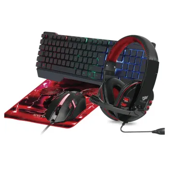 Kit Gamer Necnon NGC-PEGASUS - Teclado - Mouse - Mouse Pad - Diadema - RGB - Alámbrico - Rojo - NBCGPG0241