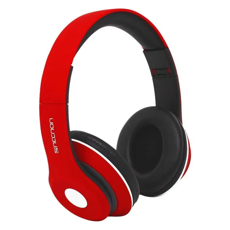 Audífonos Necnon NBH-01R - Alámbrico/Inalámbrico - 3.5mm - Bluetooth - Negro con Rojo - NCAB0102RZ