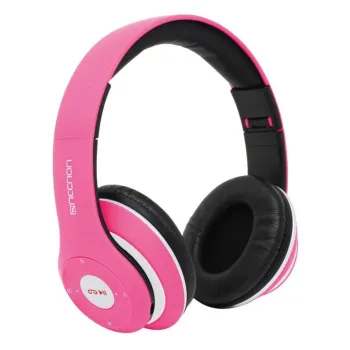 Audífonos Necnon NBH-01R - Alámbrica/Inalámbrica - 3.5 mm - Bluetooth - Negro con Rosa - NCAB0104RZ