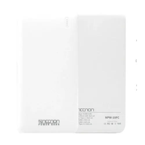 Power Bank Necnon NPW-10FC - 10000 mAh - USB - Blanco - NBPB1012FC