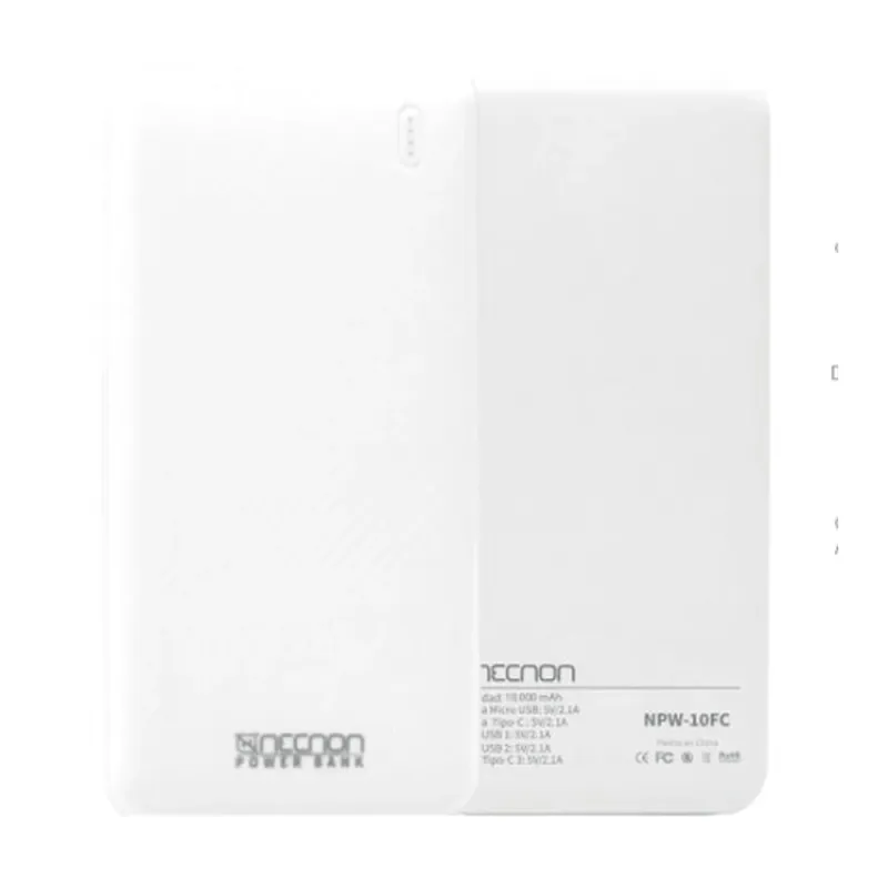 Power Bank Necnon NPW-10FC - 10000 mAh - USB - Blanco - NBPB1012FC