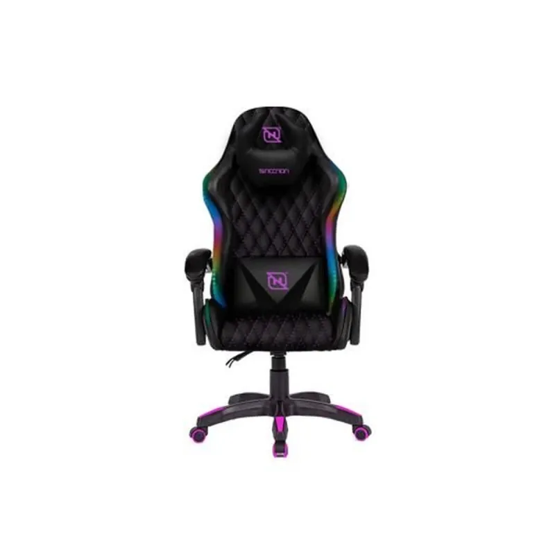 Silla Gamer Necnon NSG-RGB-1- RGB - Soporta 150 kg - Negro con Fucsia - NBSGR133RG