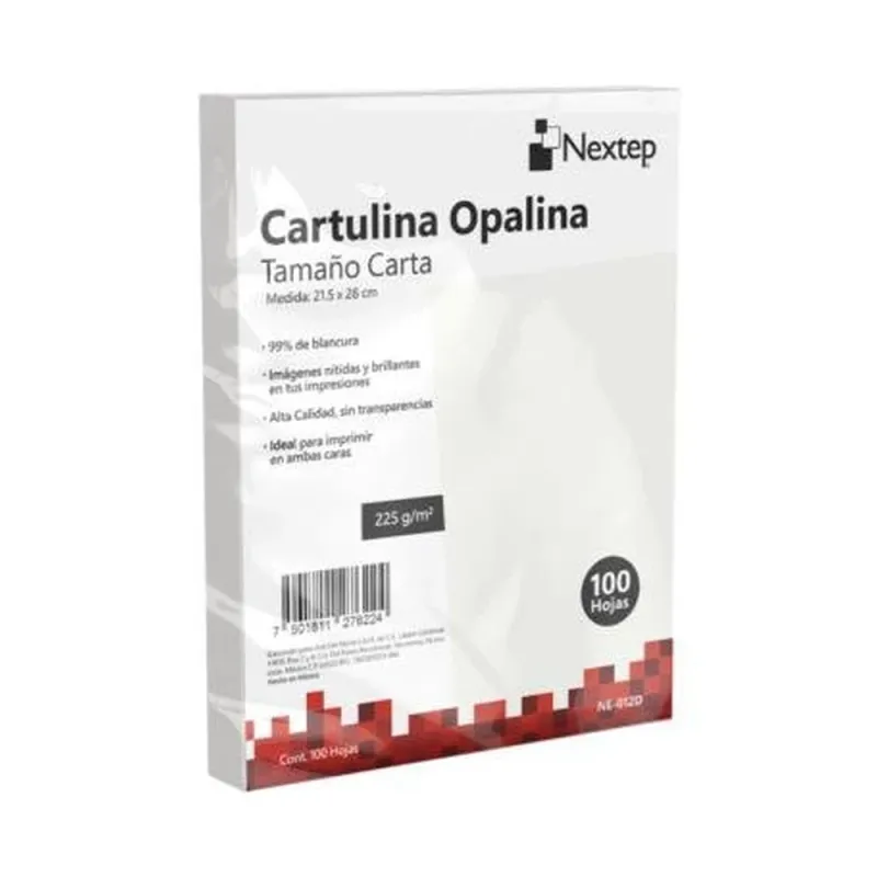 Cartulina Opalina Nextep NE-012D - Blanca - 225Gr - 100 Piezas - NE-012D