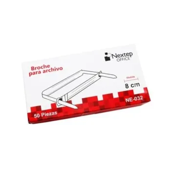 Paquete con 50 Broches para Archivo Nextep NE-032 de 8cm Metálicos Resistentes para Sujetar y Organizar Documentos en Carpetas y Oficinas - NE-032