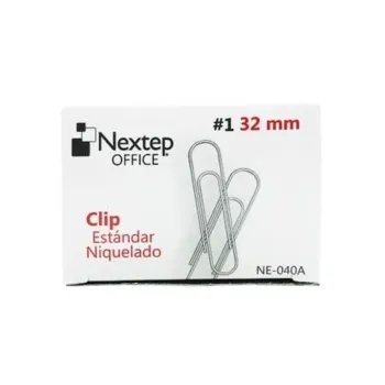 Clip Estándar Nextep NE-040A Niquelado Tamaño #1 32mm Caja con 10 Paquetes de 100 Piezas Cada Uno Resistencia y Durabilidad para Oficina Escuela y Hogar - NE-040A