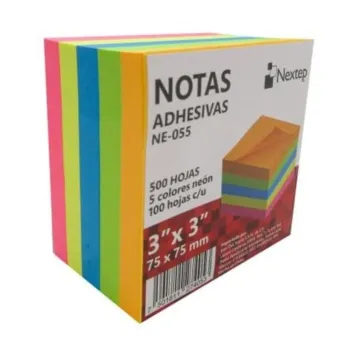 Notas Adhesivas Nextep NE-055 de 3x3 Pulgadas Colores Neón Paquete con 500 Hojas Adhesión Segura y Removible para Oficina Escuela y Uso Diario - NE-055