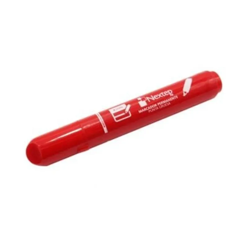 Marcador Permanente Nextep NE-075 Color Rojo Punta Cincel Caja con 12 Piezas Tinta Resistente y Duradera para Escritura y Marcado en Oficinas Escuelas y Comercios - NE-075