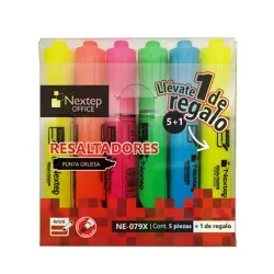 Juego Resaltadores Nextep NE-079X - 5 Colores - Punta Cincel - 4mm - NE-079X Juego Resaltadores Nextep NE-079X - 5 Colores - Punta Cincel - 4mm - NE-079X